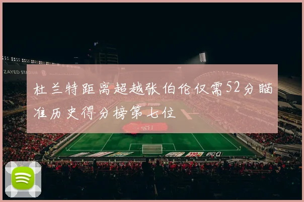 杜兰特距离超越张伯伦仅需52分瞄准历史得分榜第七位